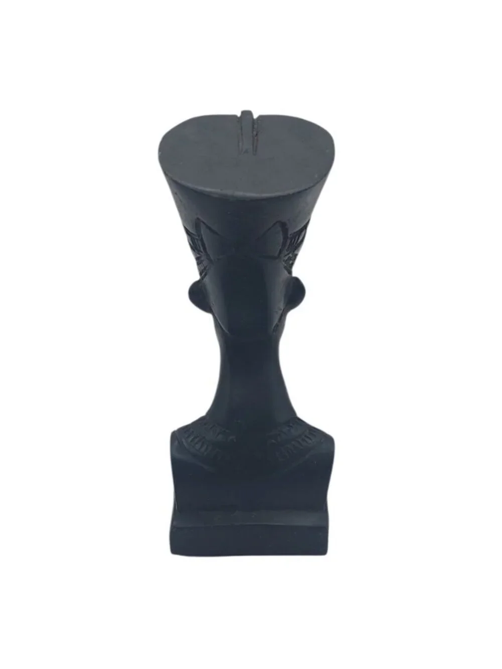 Vintage Egyptian Queen Nefertiti Black Chalkware Bust Figurine Reproduction